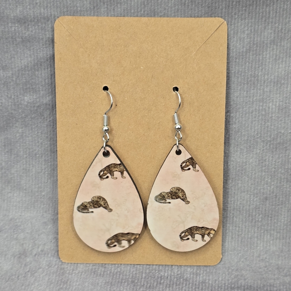 Pink‎ Teardrop Hook Animal Handmade Earrings #JB1E1